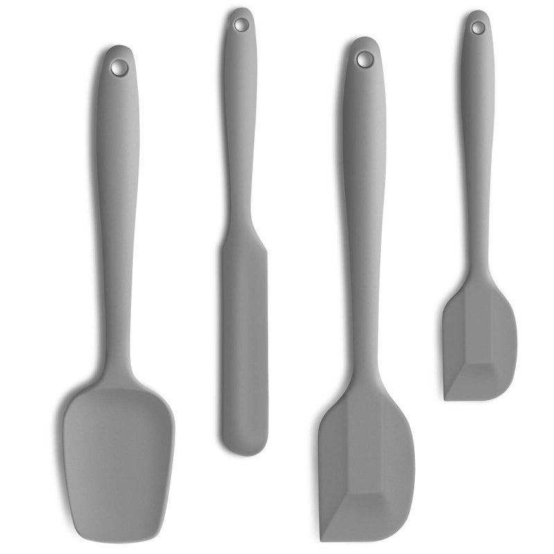 JXWING 4 Piece Silicone Spatula Set, Flexible Heat Resistant Non-scratch Baking Cooking Rubber Spatulas with Stainless Steel Core, Gray - Image 1